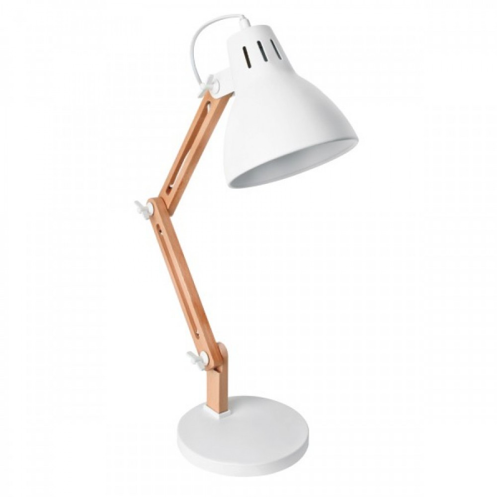 Φωτιστικό Γραφείου Λευκό Και Ξύλο 1xE27 20W - Spotlight