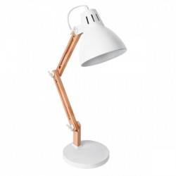 Φωτιστικό Γραφείου Λευκό Και Ξύλο 1xE27 20W - Spotlight