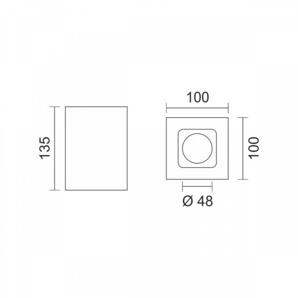 Σποτ Γύψινο Οροφής Τετράγωνο 1xGU10 10W - Spotlight