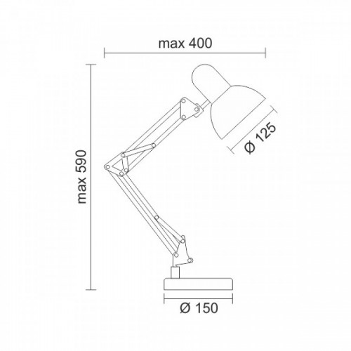 Φωτιστικό Γραφείου Σε Μαύρο Χρώμα Με Ρυθμιζόμενο Βραχίωνα 1x E27 LED 20W max Spotlight
