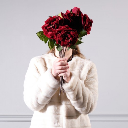  Τεχνητό Κλωνάρι Τριαντάφυλλο Βελούδο Κόκκινο 45 εκ.