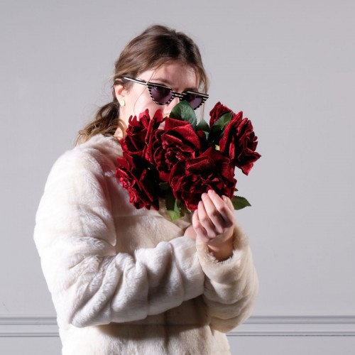  Τεχνητό Κλωνάρι Τριαντάφυλλο Βελούδο Κόκκινο 45 εκ.