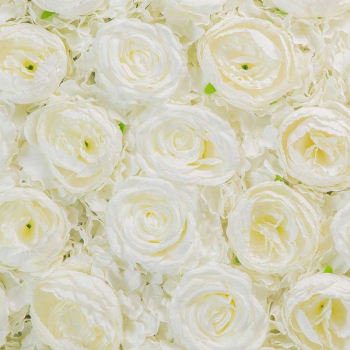 Τεχνητή Φυλλωσιά Ορτανσία με Τριαντάφυλλο και Παιώνια Λευκή 50Χ50 εκ