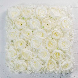 Τεχνητή Φυλλωσιά Ορτανσία με Τριαντάφυλλο και Παιώνια Λευκή 50Χ50 εκ