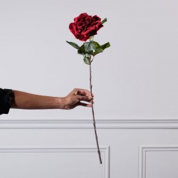 Τεχνητό Κλωνάρι Τριαντάφυλλο Βελούδο Κόκκινο 63 εκ.