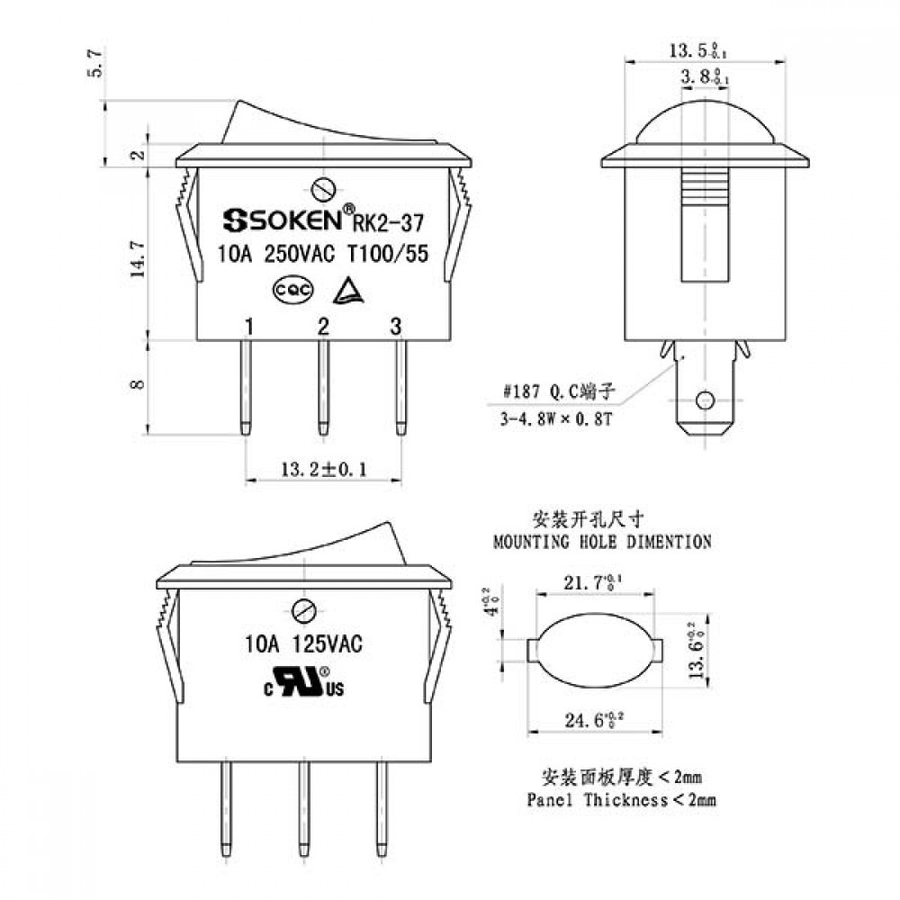 ΔΙΑΚΟΠΤΗΣ ROCKER MINI ΟΒΑΛ 3P ΜΕ ΛΥΧΝΙΑ ON-OFF 10A/250V ΚΟΚΚΙΝΟΣ - TOP ELECTRONIC