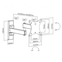 Βάση TV 13-27'' Σπαστή Μονή Περιστρεφόμενη 90° KLA26-112 LLC - Top Electronics