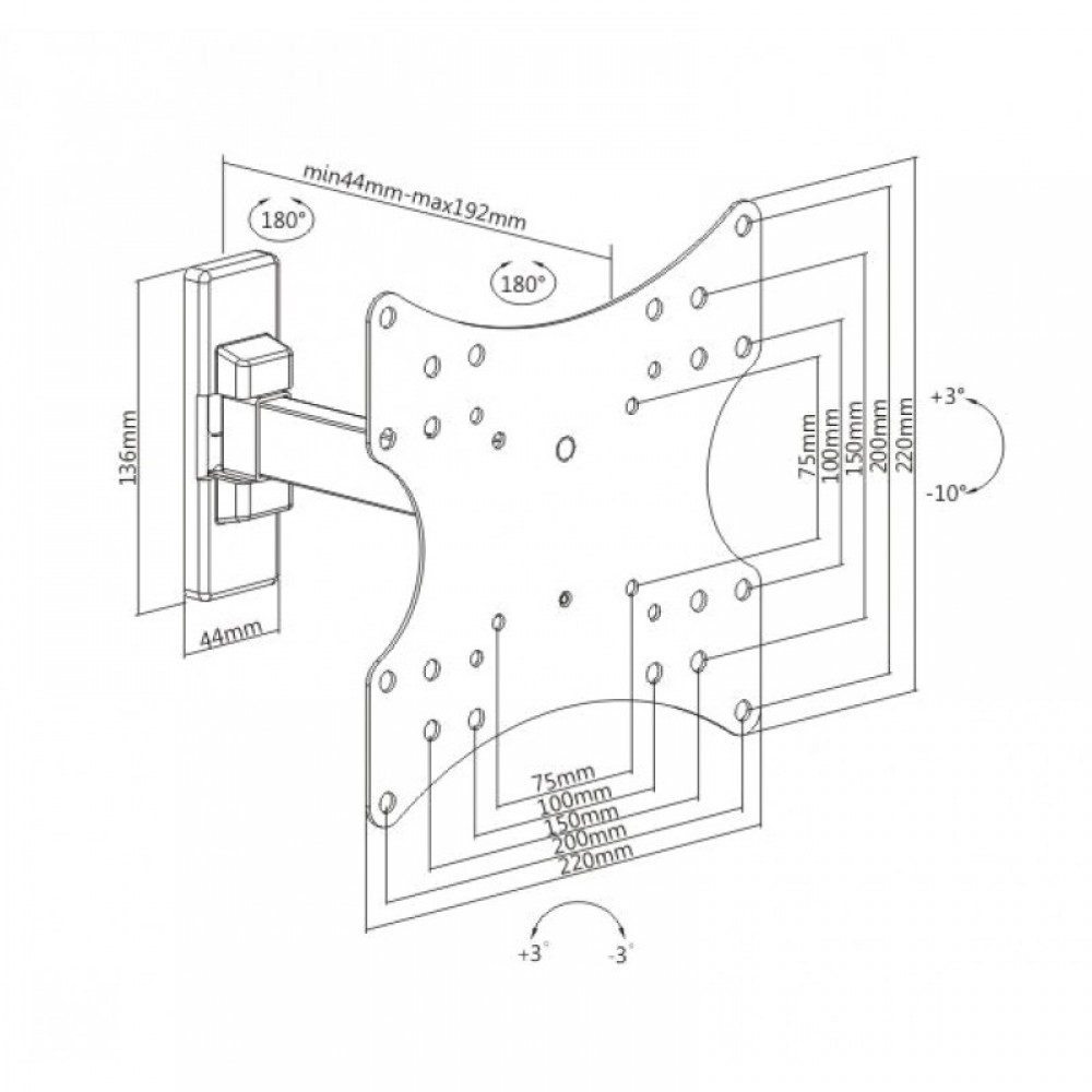 Βάση TV 23-42'' Σπαστή Μονή Περιστρεφόμενη 90° KLA26-221 LLC - Top Electronics