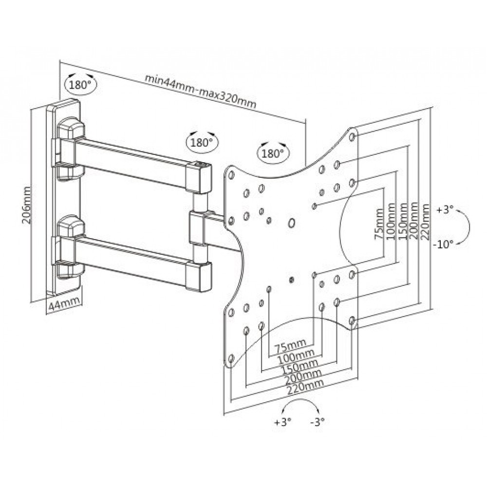 Βάση TV23-42'' Σπαστή Διπλή Με Περιστροφή 90° KLA26-223 LLC - Top Electronics
