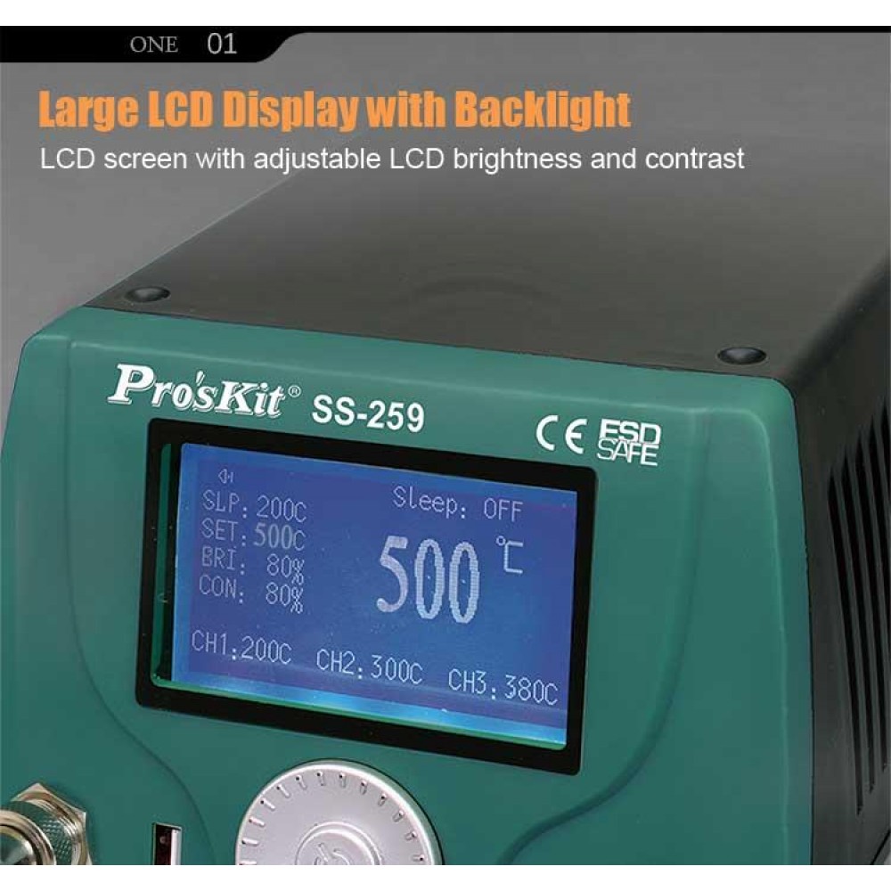 ΣΤΑΘΜΟΣ ΚΟΛΛΗΣΗΣ 90W ΚΕΡΑΜΙΚΟΣ LCD ESD+USB SS-259B S/PRO'SKIT