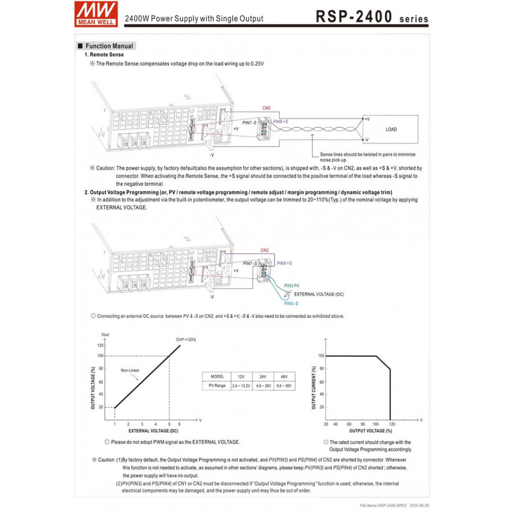 ΤΡΟΦΟΔΟΤΙΚΟ 2400W/24V/100A PFC PARALLEL RSP2400-24 MEAN WELL