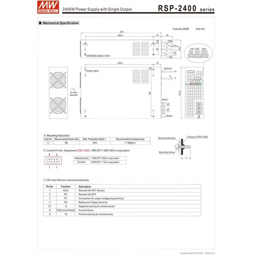 ΤΡΟΦΟΔΟΤΙΚΟ 2400W/48V/50A PFC PARALLEL RSP2400-48 MEAN WELL