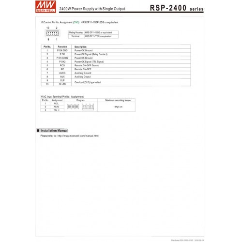 ΤΡΟΦΟΔΟΤΙΚΟ 2400W/48V/50A PFC PARALLEL RSP2400-48 MEAN WELL