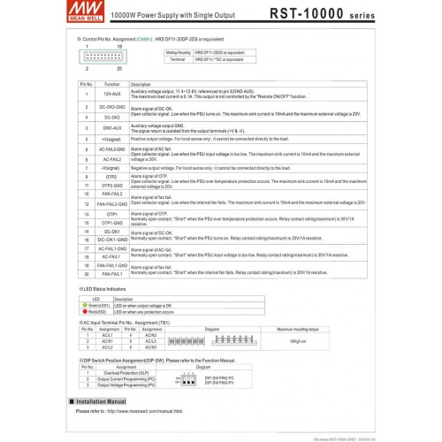 ΤΡΟΦΟΔΟΤΙΚΟ 9600W/24V/400A PFC 3Φ RST-10000-24 MEAN WELL