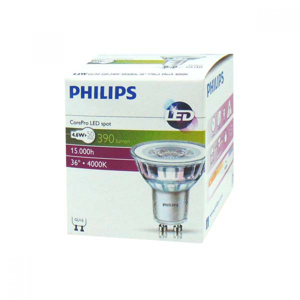LED Σποτ GU10 Θερμό Λευκό 3000K 4.6W 370LM 36° - Philips