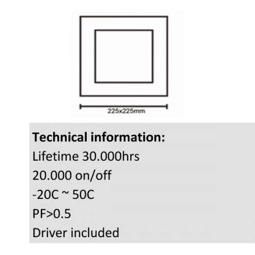 Χωνευτό φωτιστικό LED 18W Slim Panel Τετράγωνο Σε Λευκό Χρώμα 120º 240V IP20 SAMSUNG chip - UNIVERSE