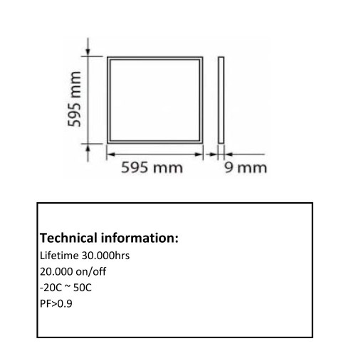 Φωτιστικό Οροφής Professional LED panel 60x60 UGR<19 48W‐ SELV - OSRAM driver 5 Έτη Εγγύηση - UNIVERSE