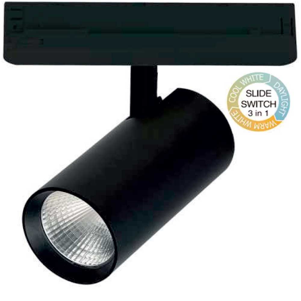 Σποτ ράγας 30W LED COB με τριφασικό αντάπτορα CCT tunable - Μαύρο - UNIVERSE