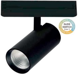 Σποτ ράγας 30W LED COB με τριφασικό αντάπτορα CCT tunable - Μαύρο - UNIVERSE