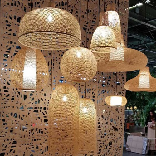 Κρεμαστό Φωτιστικό Μονόφωτο Από Bamboo Φυσικό Φ80cm 1xE27 - Doppio Grid natural - Ay illuminate