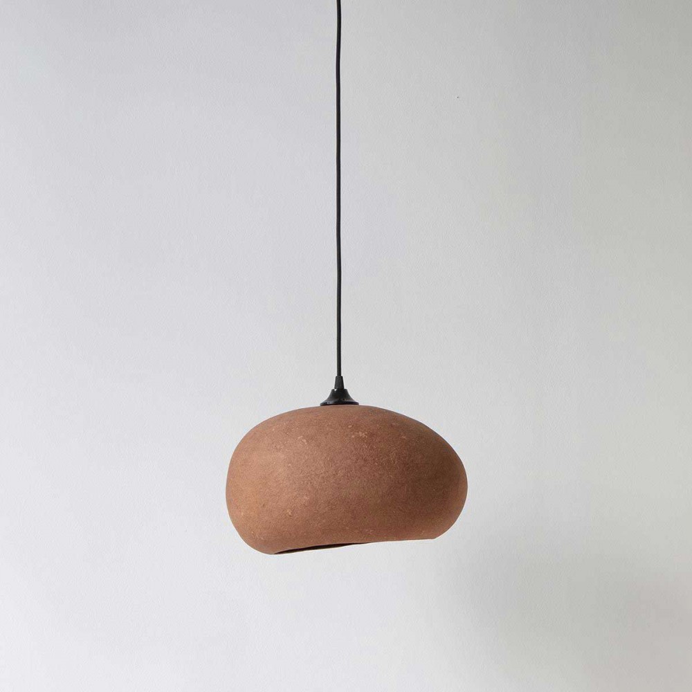 Κρεμαστό Φωτιστικό Μονόφωτο Από Ανακυκλωμένο Χαρτόνι σε Terracotta Χρώμα PEBBLE Medium - Ay illuminate