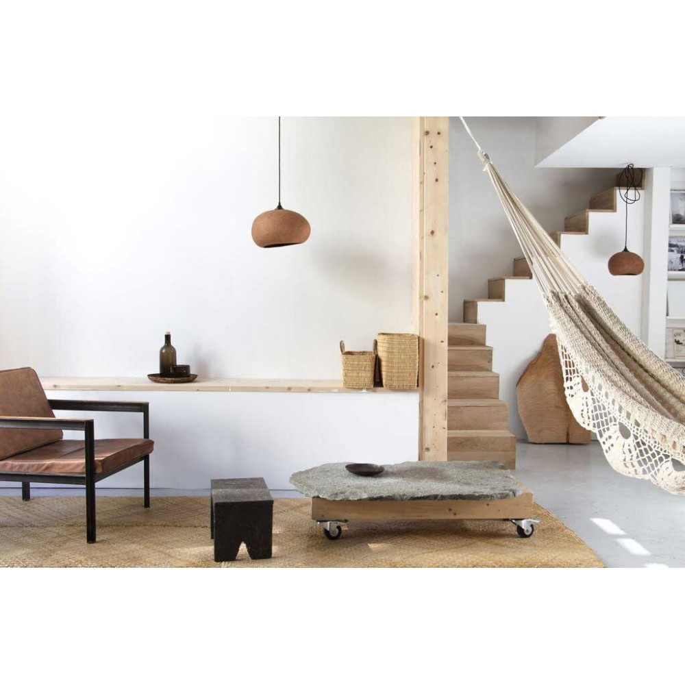 Κρεμαστό Φωτιστικό Μονόφωτο Από Ανακυκλωμένο Χαρτόνι σε Terracotta Χρώμα PEBBLE Large - Ay illuminate