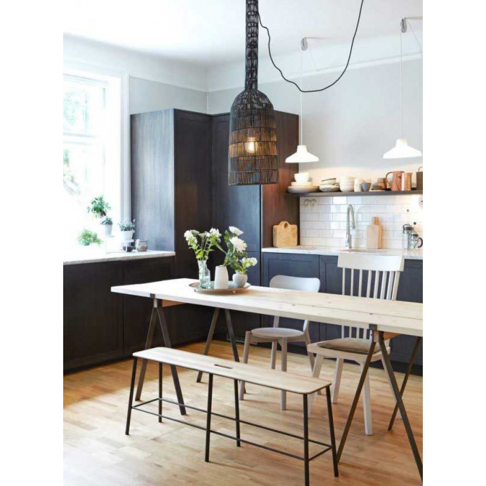 Κρεμαστό Φωτιστικό Μονόφωτο Από Rattan Σε Μαύρο Χρώμα D35cm Umut 2 - Ay illuminate