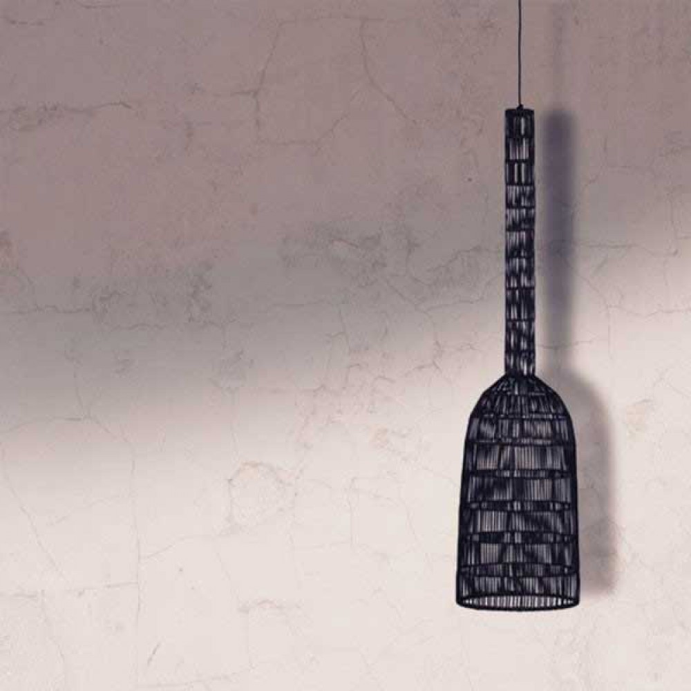 Κρεμαστό Φωτιστικό Μονόφωτο Από Rattan Σε Μαύρο Χρώμα D35cm Umut 2 - Ay illuminate