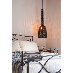 Κρεμαστό Φωτιστικό Μονόφωτο Από Rattan Σε Μαύρο Χρώμα D35cm Umut 2 - Ay illuminate