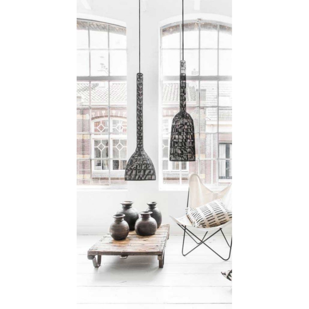 Κρεμαστό Φωτιστικό Μονόφωτο Από Rattan Σε Μαύρο Χρώμα D35cm Umut 3 - Ay illuminate