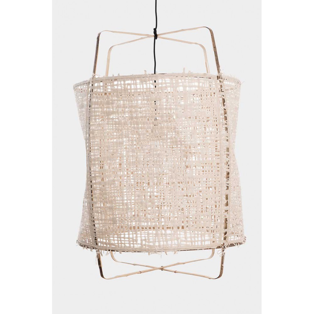 Κρεμαστό Φωτιστικό Μονόφωτο Από Bamboo Και Χαρτί Handmade Φ67cm 1xE27 - Z1 black - paper natural cover - Ay illuminate