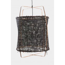 Κρεμαστό Φωτιστικό Μονόφωτο Από Bamboo Και Χαρτί Handmade Φ67cm 1xE27 - Z1 black - paper black cover - Ay illuminate