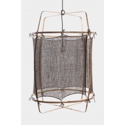 Κρεμαστό Φωτιστικό Μονόφωτο Από Bamboo Και Μετάξι Handmade Φ67cm 1xE27 - Z1 black silk cashmere dark - Ay illuminate