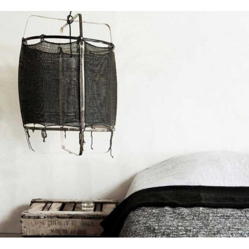 Κρεμαστό Φωτιστικό Μονόφωτο Από Bamboo Και Μετάξι Handmade Φ67cm 1xE27 - Z1 black silk cashmere dark - Ay illuminate