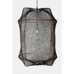 Κρεμαστό Φωτιστικό Μονόφωτο Από Bamboo Και Σιζάλ Handmade Φ67cm 1xE27 - Z1 black sisal net black - Ay illuminate