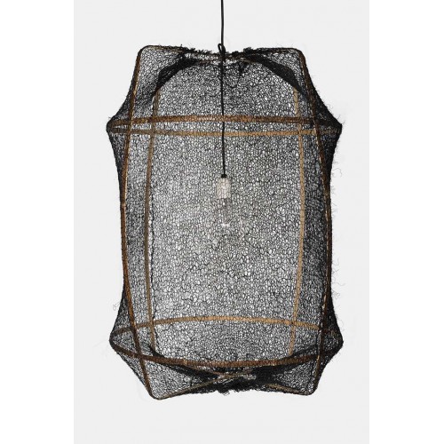 Κρεμαστό Φωτιστικό Μονόφωτο Από Bamboo Και Σιζάλ Handmade Φ67cm 1xE27 - Z1 black sisal net black - Ay illuminate