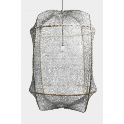 Κρεμαστό Φωτιστικό Μονόφωτο Από Bamboo Και Σιζάλ Handmade Φ67cm 1xE27 - Z1 black sisal net grey - Ay illuminate