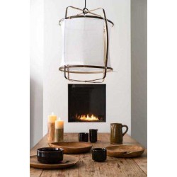 Κρεμαστό Φωτιστικό Μονόφωτο Από Bamboo Και Βαμβακερό Ύφασμα Handmade Φ67cm 1xE27 - Z1 black cotton cover - Ay illuminate