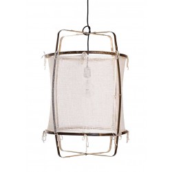 Κρεμαστό Φωτιστικό Μονόφωτο Από Bamboo Και Μετάξι Handmade Φ67cm 1xE27 - Z1 black silk white - Ay illuminate