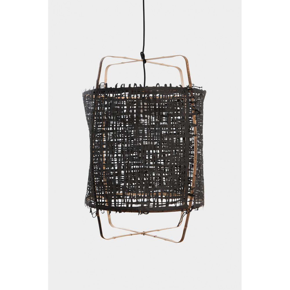 Κρεμαστό Φωτιστικό Μονόφωτο Από Bamboo Και Χαρτί Handmade Φ48,5cm 1xE27 - Z11 black - paper black cover - Ay illuminate
