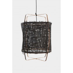 Κρεμαστό Φωτιστικό Μονόφωτο Από Bamboo Και Χαρτί Handmade Φ48,5cm 1xE27 - Z11 black - paper black cover - Ay illuminate