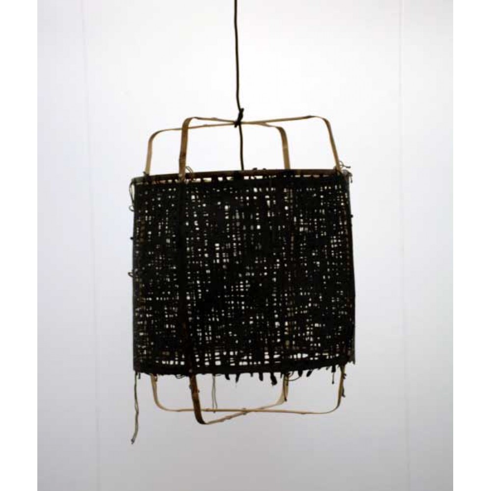 Κρεμαστό Φωτιστικό Μονόφωτο Από Bamboo Και Χαρτί Handmade Φ48,5cm 1xE27 - Z11 black - paper black cover - Ay illuminate