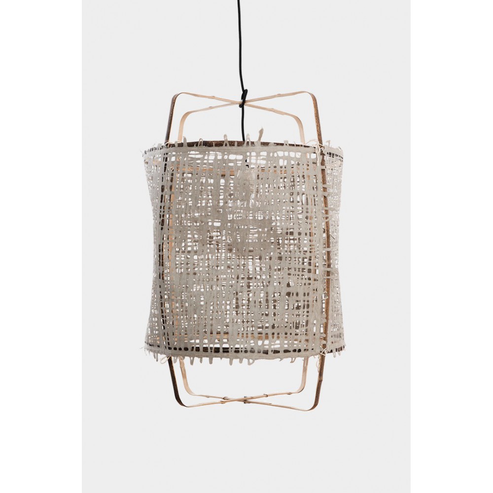 Κρεμαστό Φωτιστικό Μονόφωτο Από Bamboo Και Χαρτί Handmade Φ48,5cm 1xE27 - Z11 black - paper grey cover - Ay illuminate