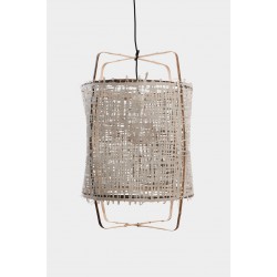 Κρεμαστό Φωτιστικό Μονόφωτο Από Bamboo Και Χαρτί Handmade Φ48,5cm 1xE27 - Z11 black - paper grey cover - Ay illuminate