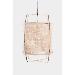 Κρεμαστό Φωτιστικό Μονόφωτο Από Bamboo Και Χαρτί Handmade Φ48,5cm 1xE27 - Z11 black - paper natural cover - Ay illuminate