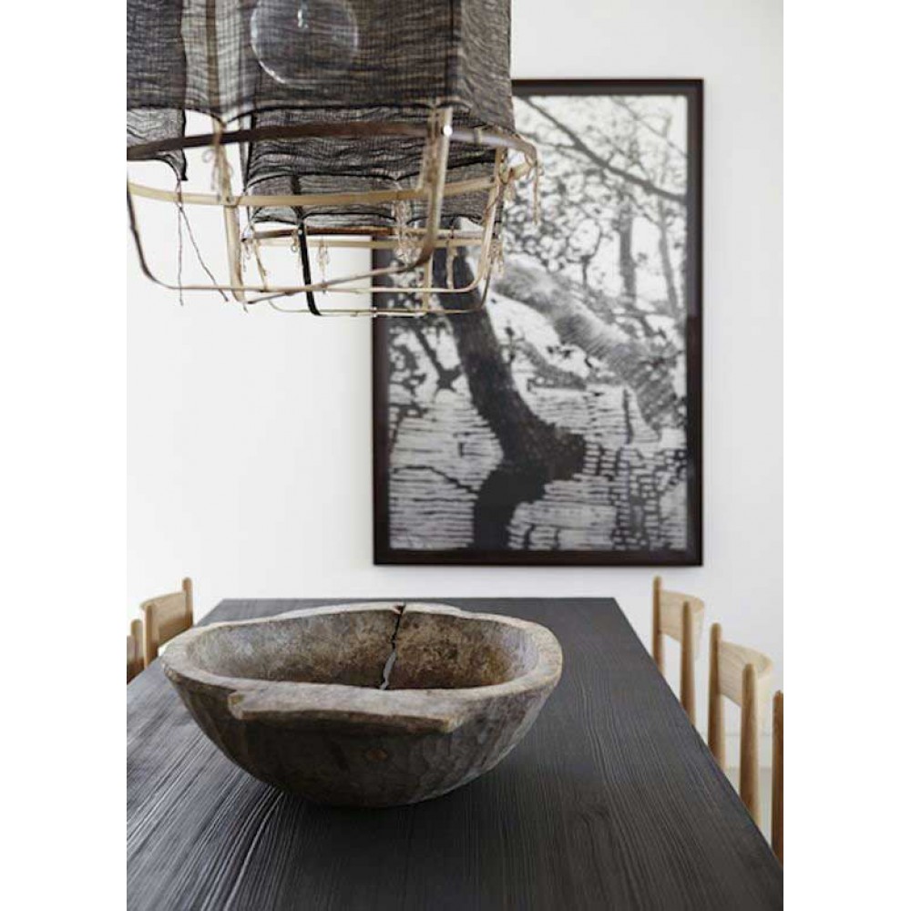 Κρεμαστό Φωτιστικό Μονόφωτο Από Bamboo Και Μετάξι Handmade Φ48,5cm 1xE27 - Z11 black silk cashmere dark - Ay illuminate