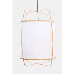 Κρεμαστό Φωτιστικό Μονόφωτο Από Bamboo Και Βαμβακερό Ύφασμα Handmade Φ67cm 1xE27 - Z2 blonde cotton cover - Ay illuminate