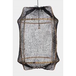 Κρεμαστό Φωτιστικό Μονόφωτο Από Bamboo Και Σιζάλ Handmade Φ67cm 1xE27 - Z2 blonde sisal net black - Ay illuminate