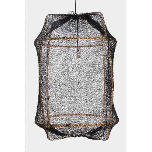 Κρεμαστό Φωτιστικό Μονόφωτο Από Bamboo Και Σιζάλ Handmade Φ67cm 1xE27 - Z2 blonde sisal net black - Ay illuminate