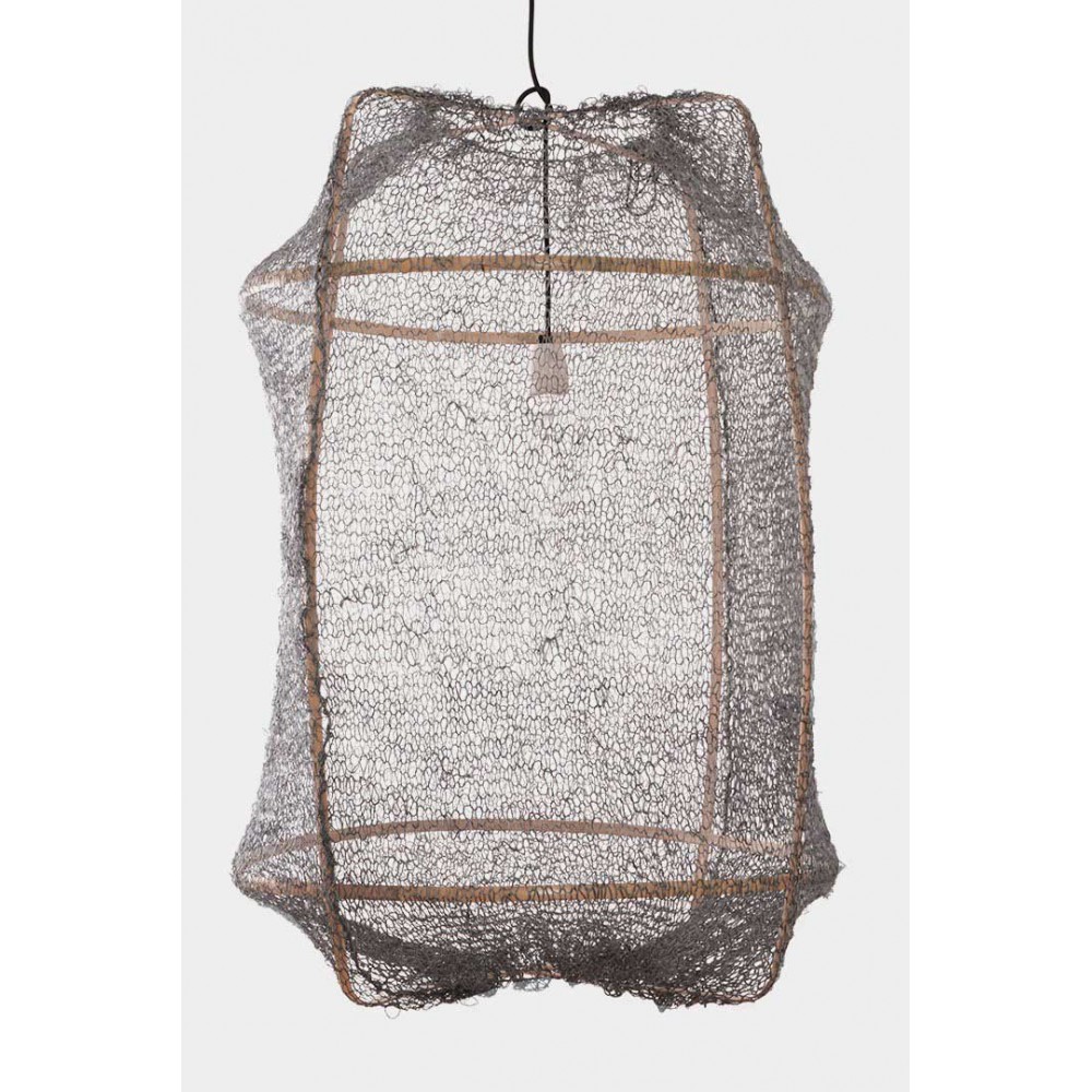 Κρεμαστό Φωτιστικό Μονόφωτο Από Bamboo Και Σιζάλ Handmade Φ67cm 1xE27 - Z2 blonde sisal net grey - Ay illuminate